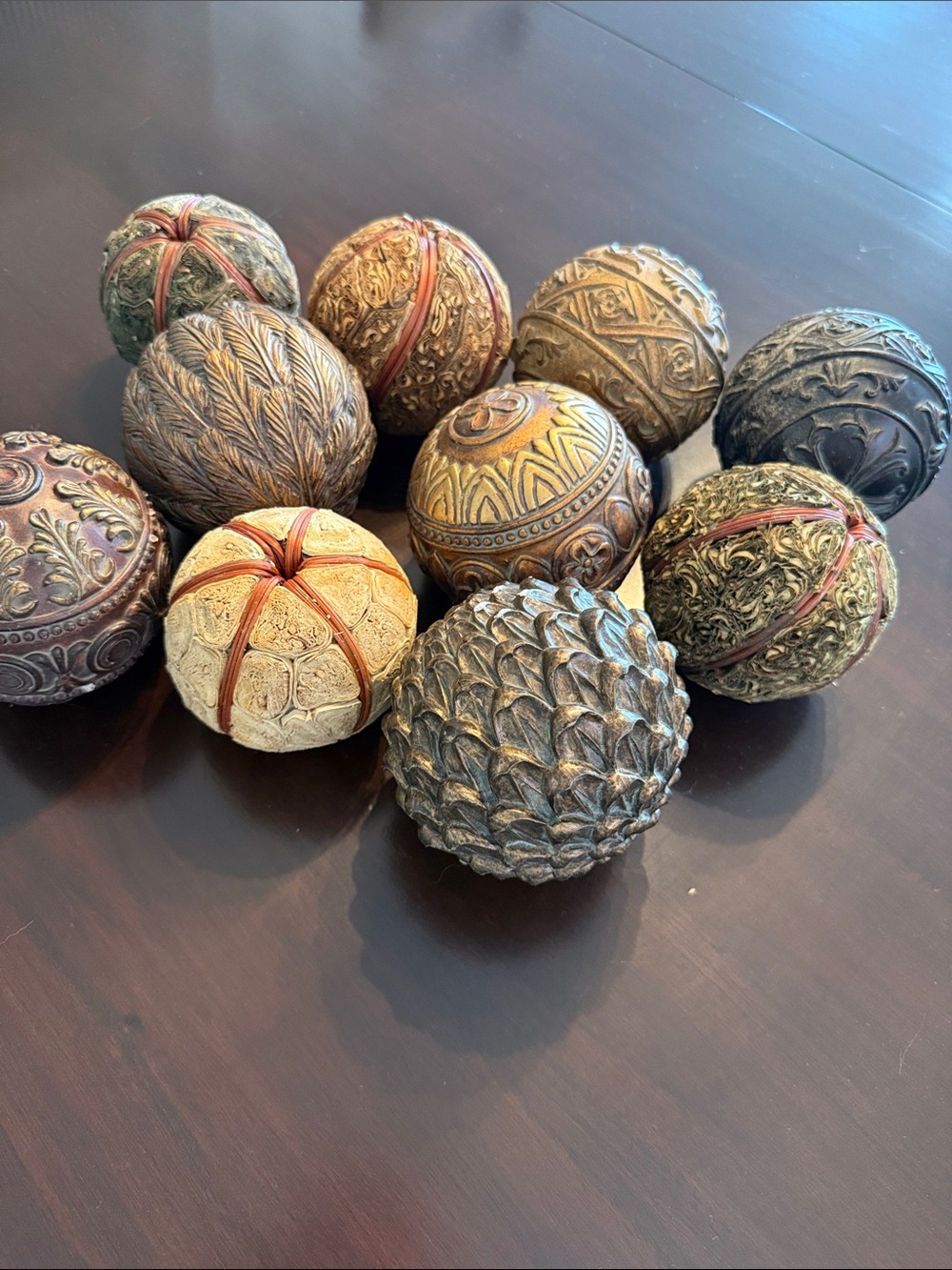 Decorative Accent Balls - Assorted Brown & Gold 10 units
